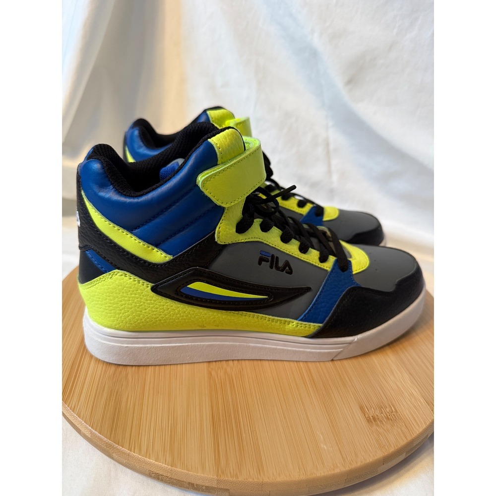 Fila Vulc 13 Mid Plus Mens Grey Black Blue Neon Yellow Sneakers 3FM01830-092 6.5 - Picture 3 of 9
